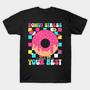 Donut Stress Best Retro Test Day Teacher Kids T-Shirt